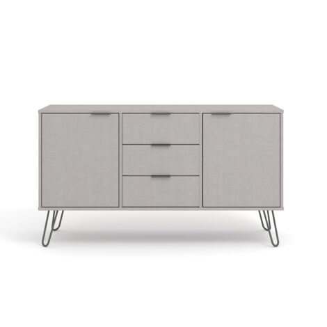 Medium Sideboard with 2 Door, 3 Drawers - Textured Manufactured Board/Metal - 130.6 x 43 x 73.6 cm - Grey (1/5)