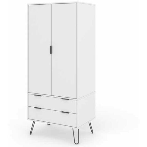 2 Door, 2 Drawer Wardrobe - Manufactured Wood Fibre Board/Metal - 76.5 ...