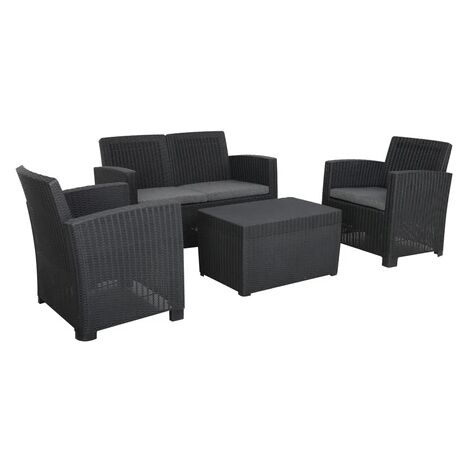 Andorra metal rattan weave 4 seater set in store grey