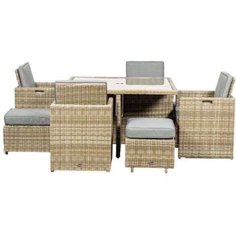 Wentworth 8 Seater Cube Set - Synthetic Rattan - H75 x W125 x L125 cm - Beige (1/5)