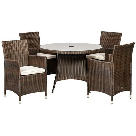 CANNES Mocha Brown 4 Seater Round Dining Set