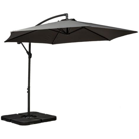 Standard Cantilever Over Hanging Parasol with Cross Stand - Steel/Polyester - L300 x W300 x H255 cm - Grey (1/5)