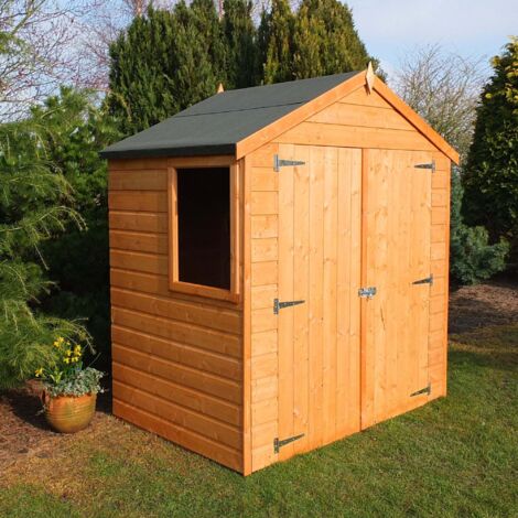 Bute Shiplap Apex 6 x 4 Feet Dip Treated Garden Shed Double Door with One Opening Window (1/3)