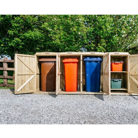 Chatburn 3 Wheelie Bin/2 Recycle Box Store - L80.4 x W273 x H120 cm - Fits 3 x 180L or 3 x 240L Wheelie Bins & 2 x Recycle Boxes