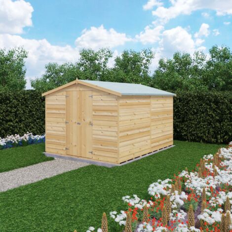 Overlap 10 x 8 Dip Treated Apex Shed Double Door No windows (1/3)