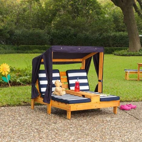 Double Chaise Lounge with Cup Holders Honey Navy Children s Furniture
