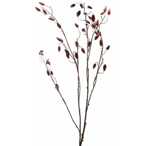 Burgundy Rosehip Stem Artificial Plant - Plastic - L17 x W17 x H108 cm - Red