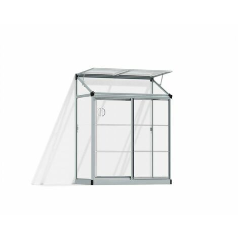 Lean To Greenhouse 4 x 2 - Clear Polycarbonate - L125 x W63.5 x H160 cm - Silver