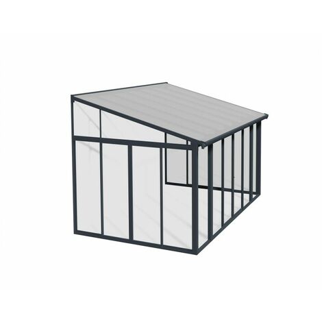 Lean To Greenhouse Sanremo Veranda Clear 3 x 4.25 - Polycarbonate/Acrylic - L435 x W300 x H310 cm - Grey