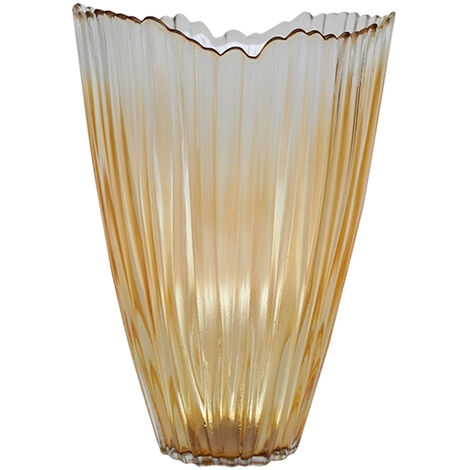 Amber Rippled Vase - Glass - L14.5 x W14.5 x H25 cm - Amber