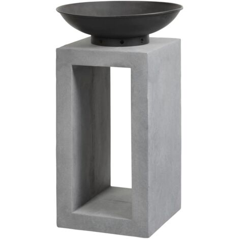 Fire Pit & Square Console - Steel/Fibreclay - L39 x W39 x H68.5 cm - Cement