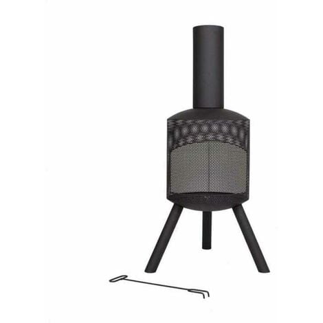 Santana Fireplace - Steel - L58 x W58 x H115 cm - Black