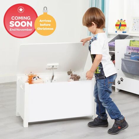 Kids Classic White Toy Box Wooden H475 x W680 x D375mm