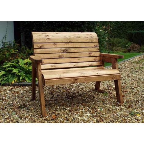 Two Seat Bench Self-Assembly - L74 x W118 x H98 cm - Redwood - Assembly ...