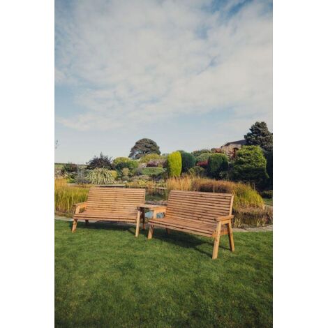 Valley 6 Seat Set 2X3B Angled Tray - Timber - L100 x W330 x H95 cm - Garden Furniture - Fully Assembled (1/3)