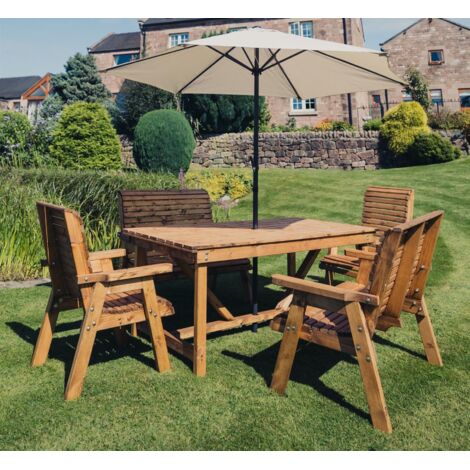 Valley 6 Seater Set 2XC 2XB - Timber - L220 x W330 x H95 cm - Garden Furniture - Minimal Assembly Required