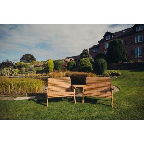 Valley 4 Seat Set 2X2B Angled Tray - Timber - L100 x W280 x H95 cm - Garden Furniture - Fully Assembled (1/3)