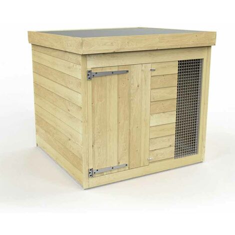 4ft x 4ft Dog Kennel and Run - Wood - L127 x W127 x H127 cm