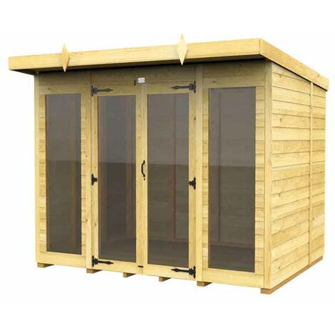 8ft x 5ft Pent Summer House (Full Height Window) - Wood - L147 x W243 x H201 cm