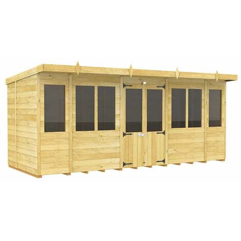 16ft x 7ft Pent Summer House - Wood - L214 x W474 x H201 cm