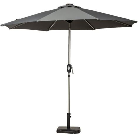 Crank and Tilt LED Strip Parasol - Aluminium/Polyester - L270 x W270 x H225 cm - Grey (1/5)