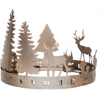 Round Advent Forest Tealight Centrepiece - Mild Steel - L33 x W33 x H25 cm - Copper