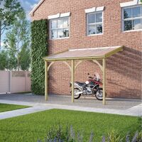 Polycarbonate Roof Car Port 2 Post - Wood - L350 x W362 cm - Light Green