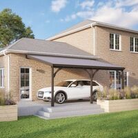 Felt Shingle Roof Car Port 3 Post - Wood - L250 x W722 cm - Rustic Brown