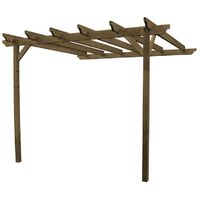 Wall Mounted Garden Pergola - Wood - L420 x W420 x H270 cm - Rustic Brown