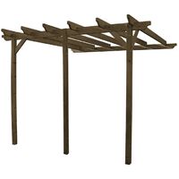 Wall Mounted Garden Pergola 3 Posts - Wood - L360 x W480 x H270 cm - Rustic Brown