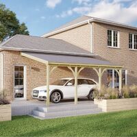 Felt Shingle Roof Car Port 4 Post - Wood - L350 x W722 cm - Light Green
