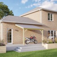 Felt Shingle Roof Car Port 2 Post - Wood - L350 x W363 cm - Light Green