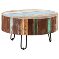 Coastal Drum Coffee Table - Wood - L70 x W70 x H38 cm