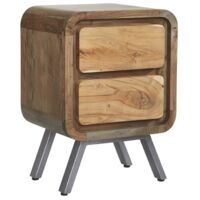 Retro Metal & Wood 2 Drawer Lamp Table