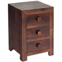 Toko Dark Mango 3 Drawer Bedside - Solid Mango Wood - L40 x W42 x H62 cm