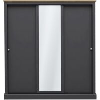 Devon 3 Door Sliding Wardrobe - Particle Board - L59 x W176 x H182 cm - Charcoal