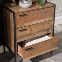 Hoxton 3 Drawer Chest - Wood - L40 x W63.8 x H78 cm - Distressed Oak Effect