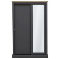 Devon 2 Door Sliding Wardrobe - Particle Board - L57.7 x W113.8 x H181.6 cm - Charcoal