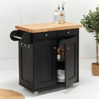 Portland Kitchen Island - Wood - L46 x W95 x H91 cm - Black