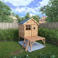 Snug Playhouse with Tower - Timber - L194 x W155.7 x H197.3 cm - Brown