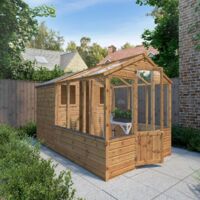 10 x 6 Feet Traditional Apex Greenhouse/Shed Combo - Timber - L304.1 x W201 x H205.9 cm - Brown