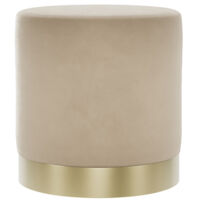 Lara Small Pouffe - Velvet/Metal - L41.5 x W41.5 x H44 cm - Beige/Gold Brushed
