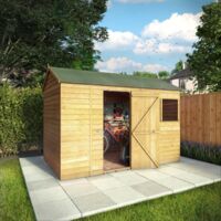 10 x 6 Feet Overlap Reverse Apex Shed - Timber - L190.5 x W299.4 x H221.8 cm - Brown