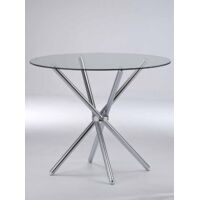 Casa Dining Table Glass Top - Metal/Glass - L90 x W90 x H74.5 cm - Clear