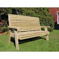 Ergonomic 3 Seat Bench, Wooden Garden Furniture - L75 x W170 x H105 cm - Fully Assembled