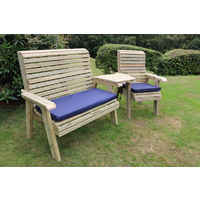 Ergonomic Trio Set Wooden Garden Bench and Chair Set Including 1 Bench and 1 Chairs - Attach Tray To Arms