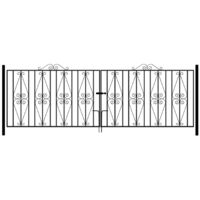 Stirling Scroll Double Driveway Gate - Solid Steel - Fits Gap of 3048 mm x 914 mm High - Electro Galvanised/Black Powder Coated
