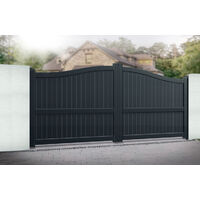 Double Swing Gate 3000x1600mm Black - Vertical Solid Infill and Bell-Curved Top