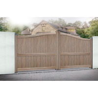 Double Swing Gate 3000x1600mm Wood - Vertical Solid Infill and Bell-Curved Top