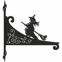 Witch On Broomstick Decorative Scroll Hanging Bracket